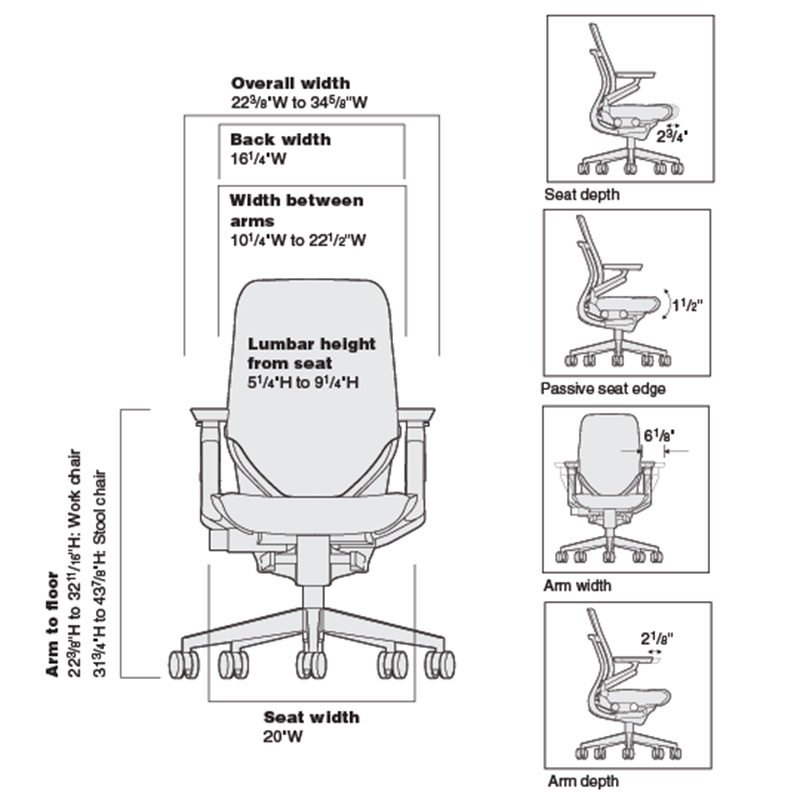 Steelcase Gesture Chair Dimensions