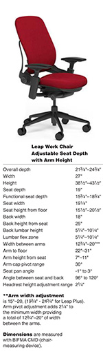 Steelcase Leap Work Stool Dimensions