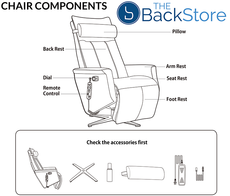 Svago Swivel SV-500 Leather Zero Anti Gravity Recliner Chair Components