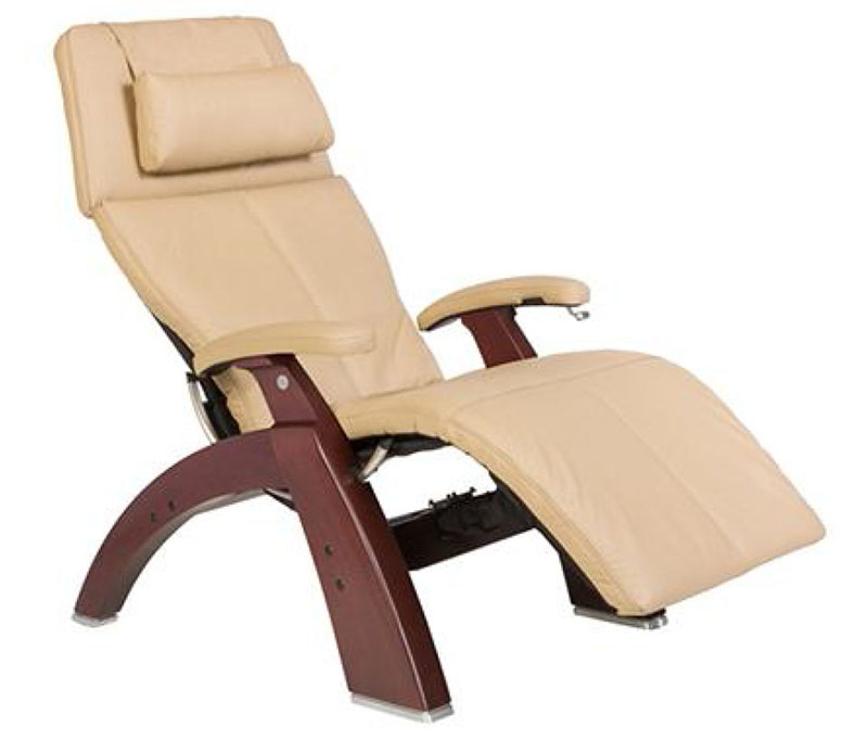 Sand Top Grain Leather Chestnut Wood Base Series 2 Classic Perfect Chair Zero Gravity Power Recliner by Human Touch